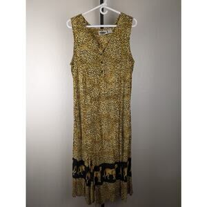 Vintage MTB Meant To Be Midi Length Rayon Sundress Cheetah Leopard Print